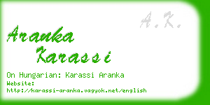 aranka karassi business card